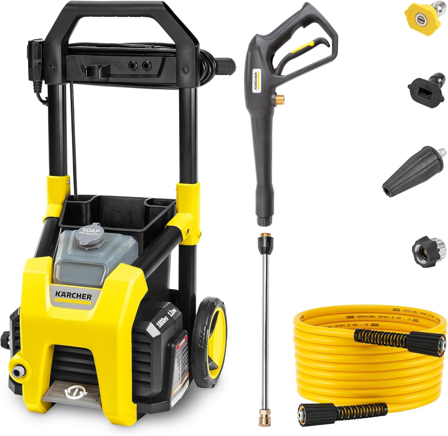 Kärcher Electric Pressure Washer K1700, 2125 PSI Max Pressure, 3 Nozzles, Detergent Tank, 1.46 GPM Max Flow