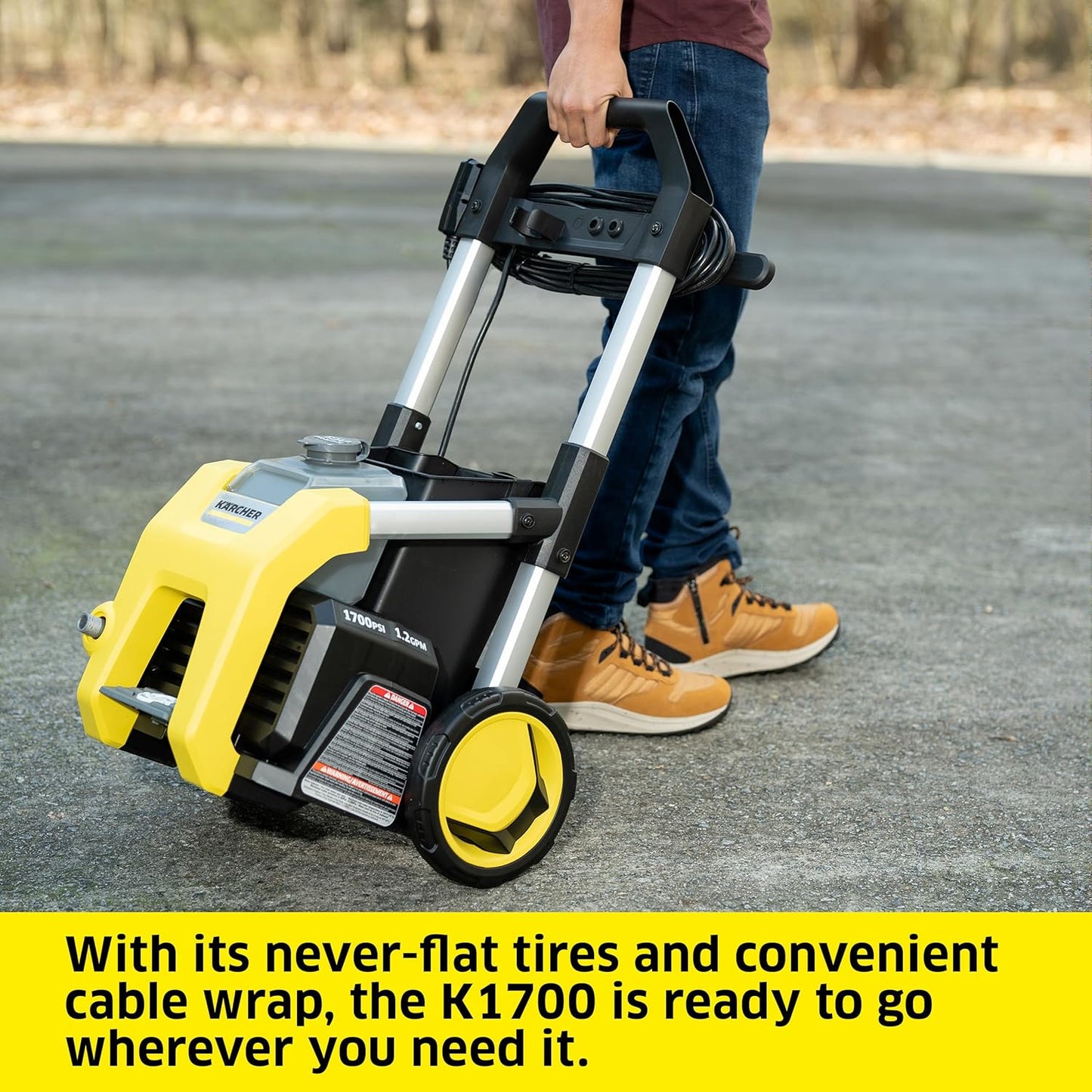 Kärcher Electric Pressure Washer K1700, 2125 PSI Max Pressure, 3 Nozzles, Detergent Tank, 1.46 GPM Max Flow