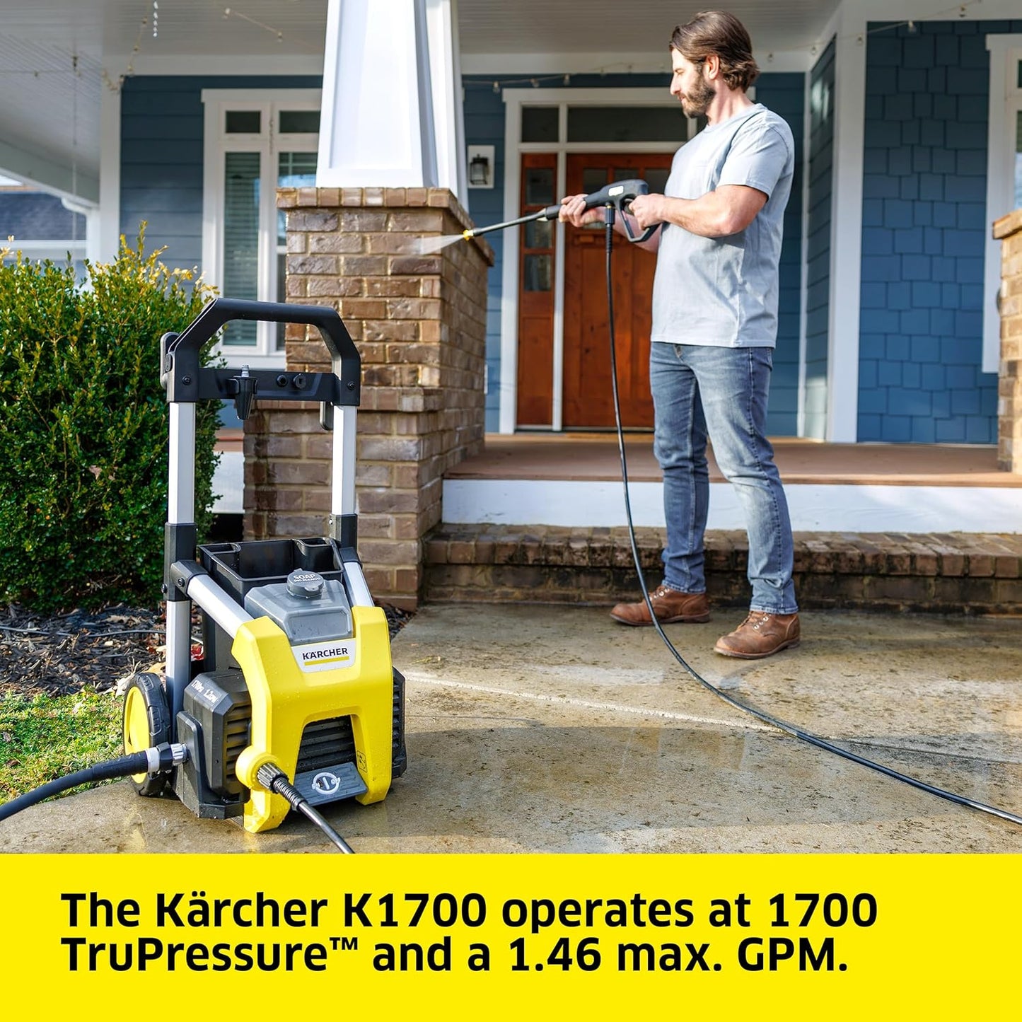 Kärcher Electric Pressure Washer K1700, 2125 PSI Max Pressure, 3 Nozzles, Detergent Tank, 1.46 GPM Max Flow